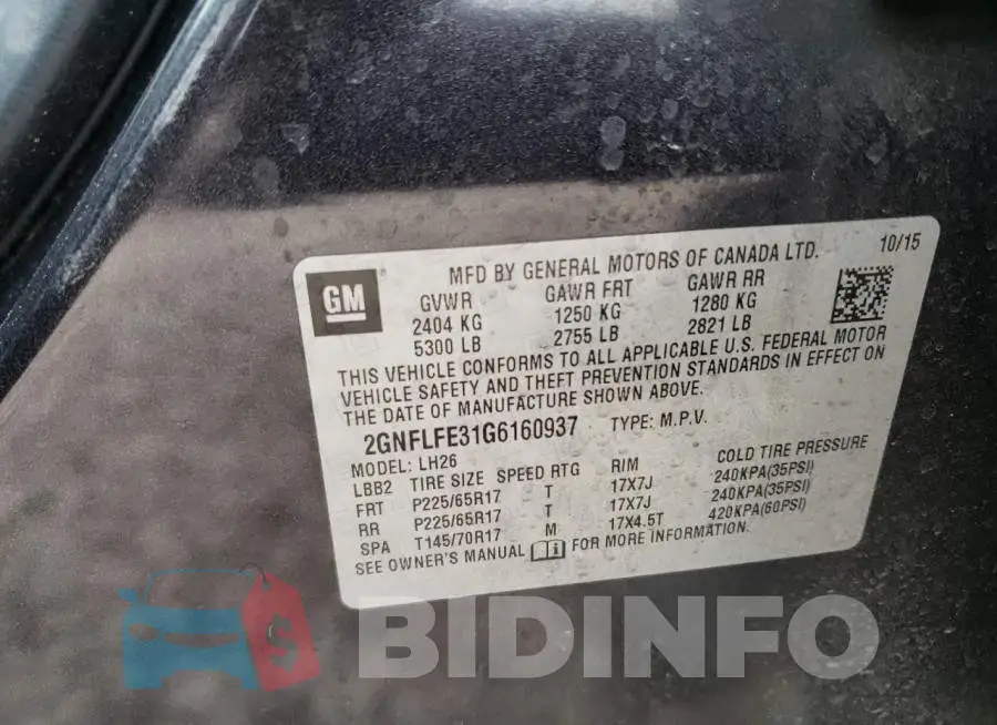 2GNFLFE31G6160937 Photo# 13