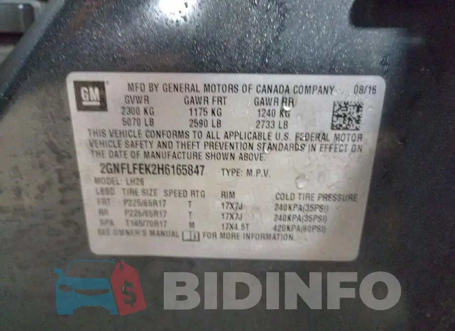 2GNFLFEK2H6165847 Photo# 13