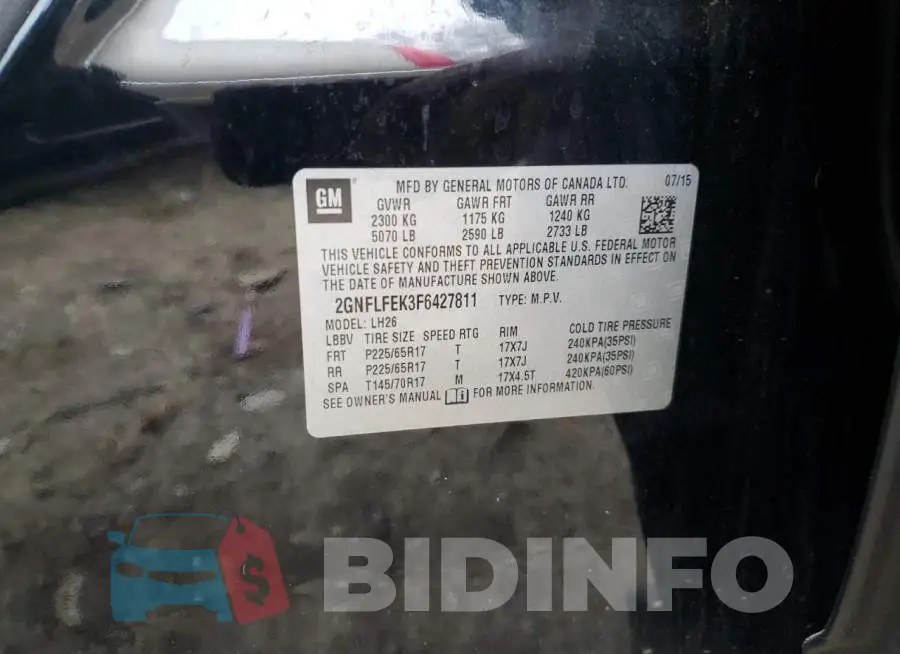 2GNFLFEK3F6427811 Photo# 13