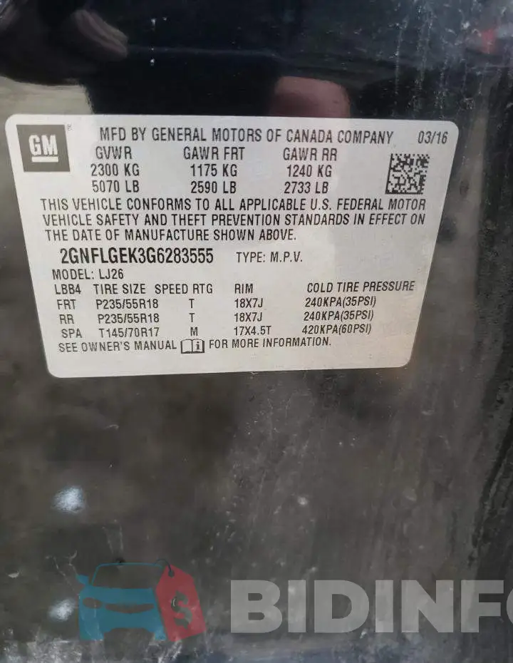 2GNFLGEK3G6283555 Photo# 13
