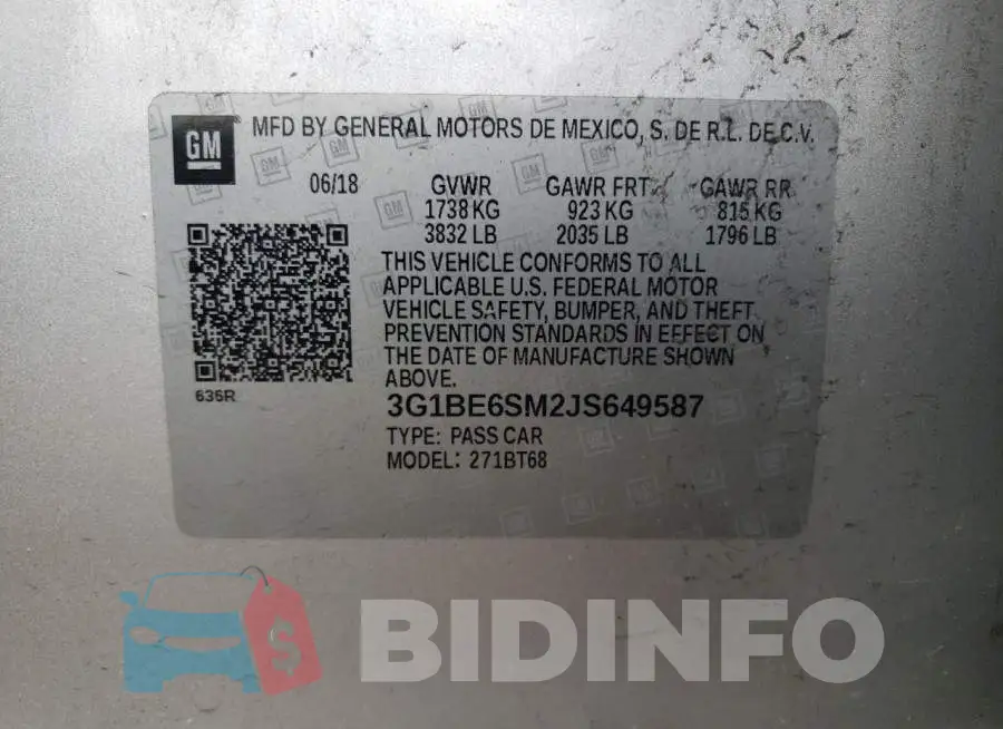 3G1BE6SM2JS649587 Photo# 12