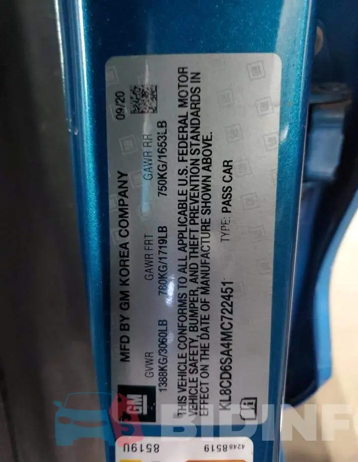 KL8CD6SA4MC722451 Photo# 13