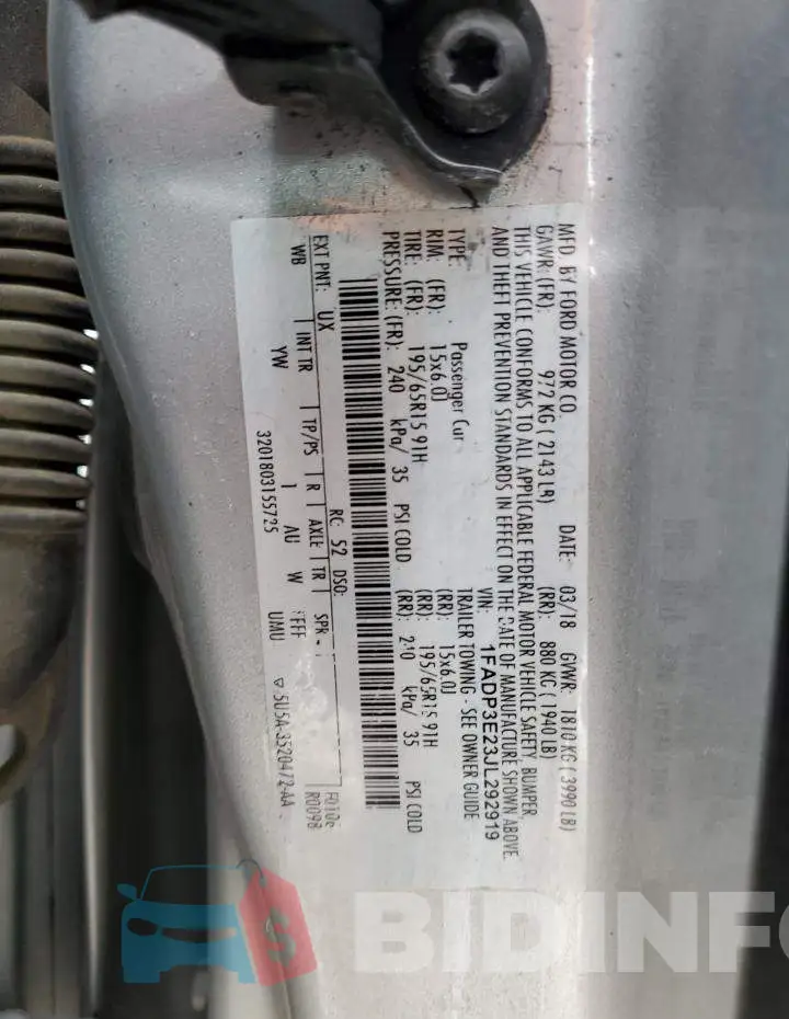 1FADP3E23JL292919 Photo# 12