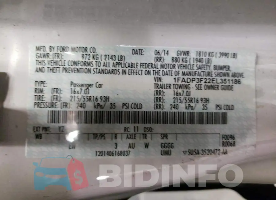 1FADP3F22EL351186 Photo# 12