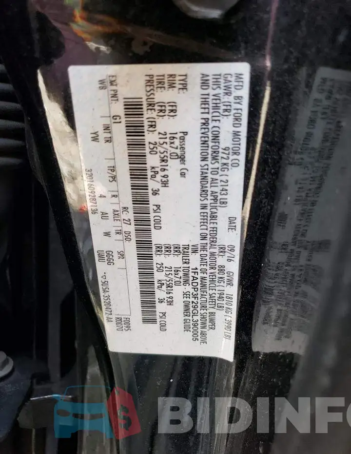 1FADP3F29GL390005 Photo# 12