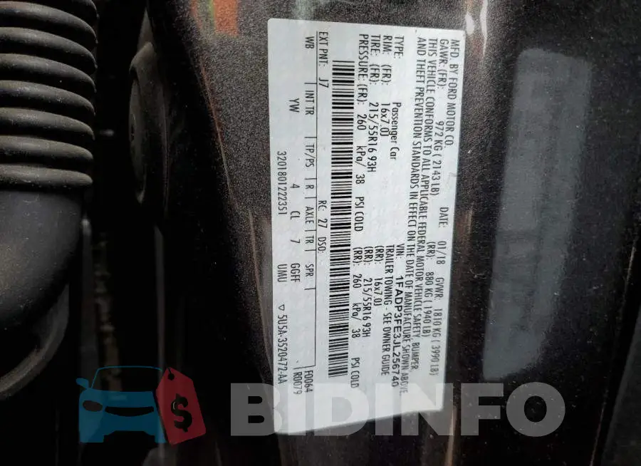 1FADP3FE3JL256740 Photo# 12