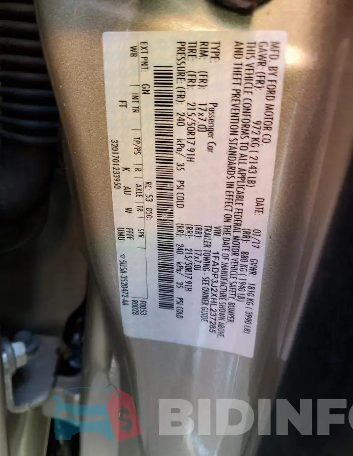 1FADP3J2XHL237285 Photo# 13