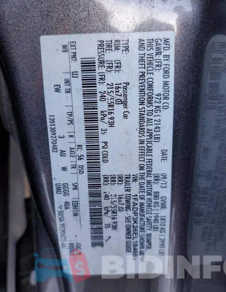 1FADP3K26EL184689 Photo# 13