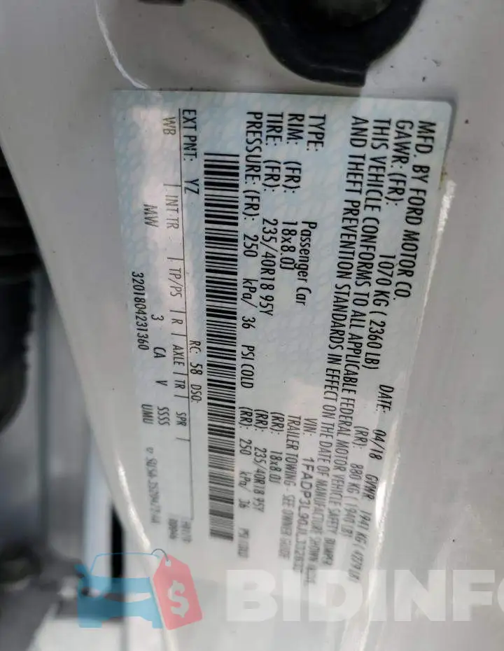 1FADP3L90JL332633 Photo# 13