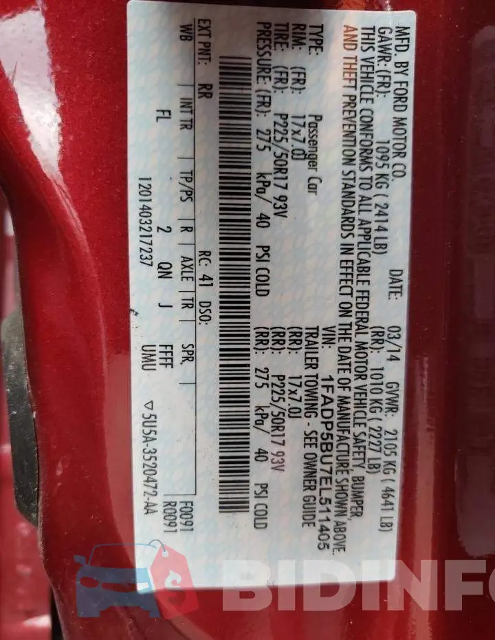 1FADP5BU7EL511405 Photo# 12