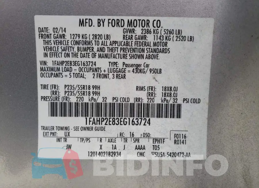 1FAHP2E83EG163724 Photo# 13