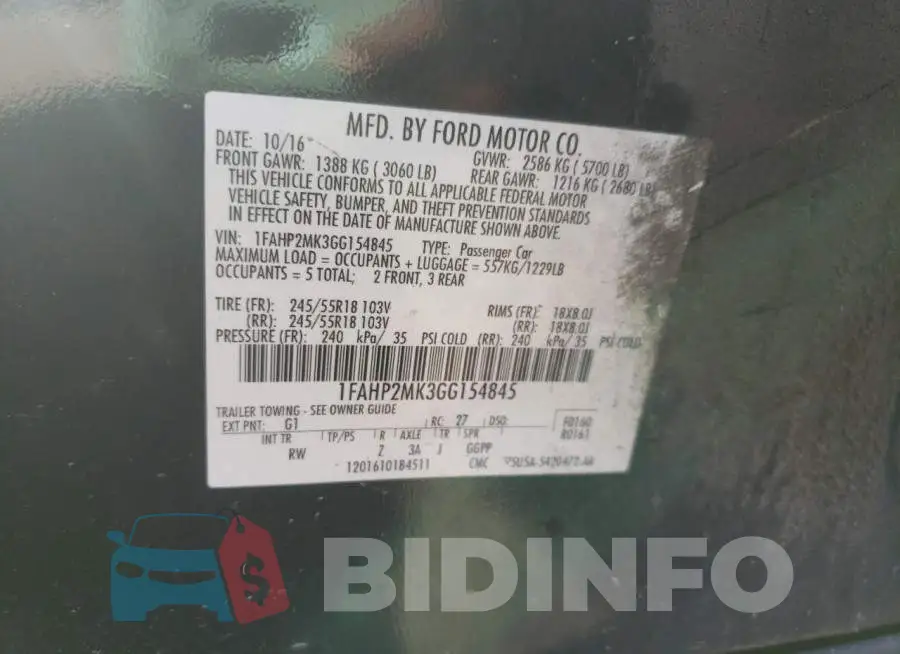 1FAHP2MK3GG154845 Photo# 12