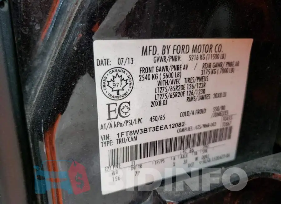 1FT8W3BT3EEA12082 Photo# 12