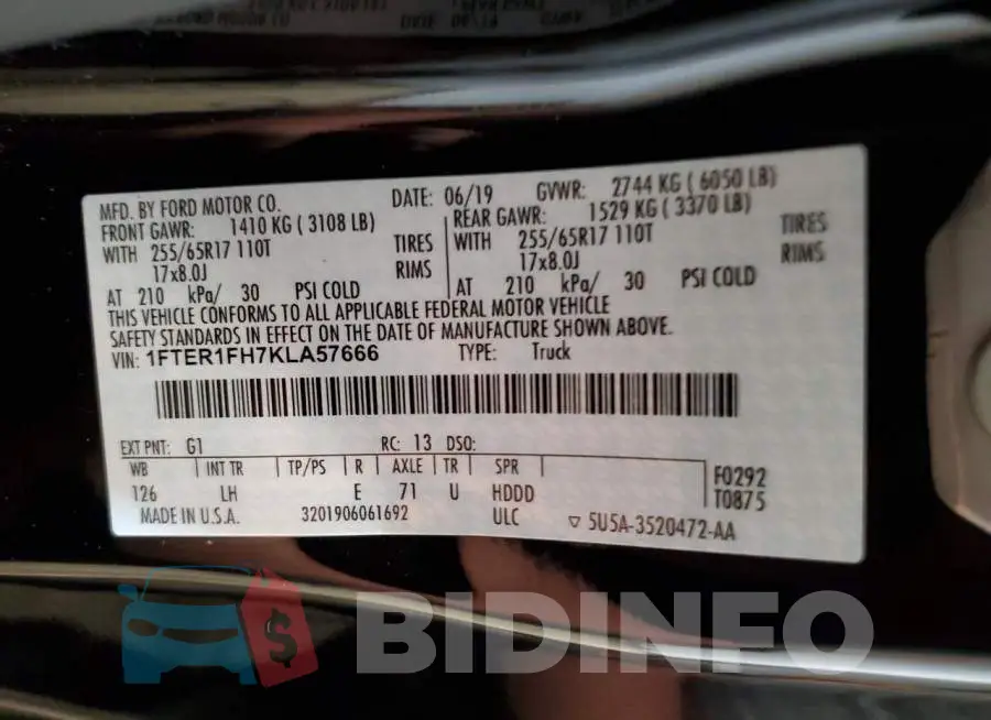 1FTER1FH7KLA57666 Photo# 12