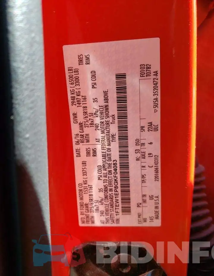 1FTEW1EP8GKF04083 Photo# 12