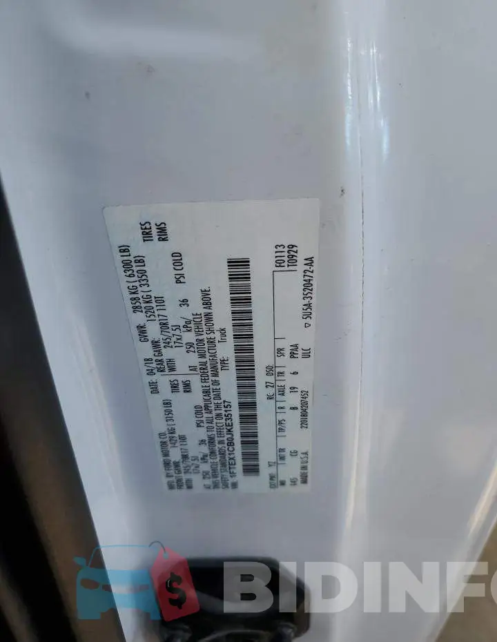 1FTEX1CB0JKE35157 Photo# 12