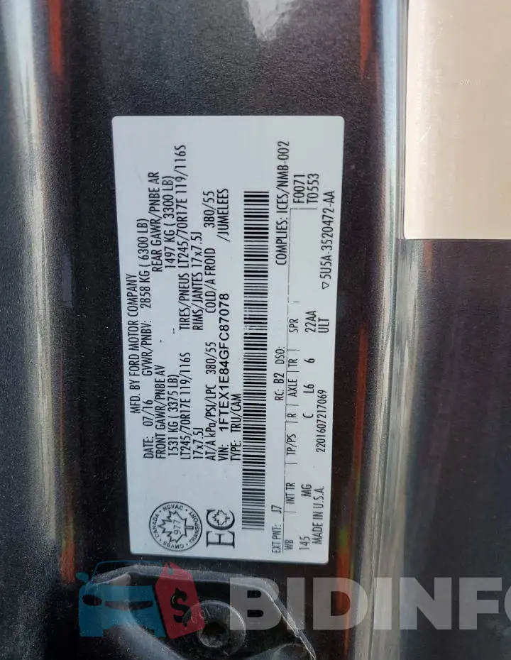 1FTEX1E84GFC87078 Photo# 12