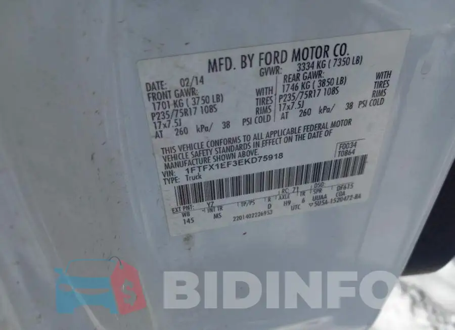 1FTFX1EF3EKD75918 Photo# 12