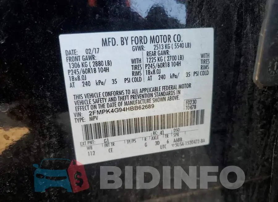 2FMPK4G94HBB62689 Photo# 14