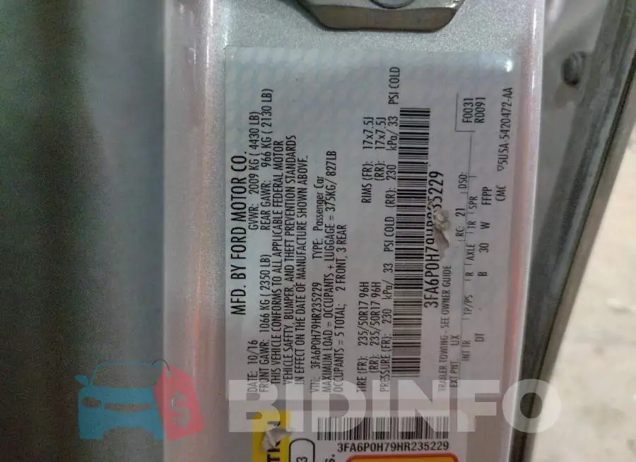 3FA6P0H79HR235229 Photo# 12