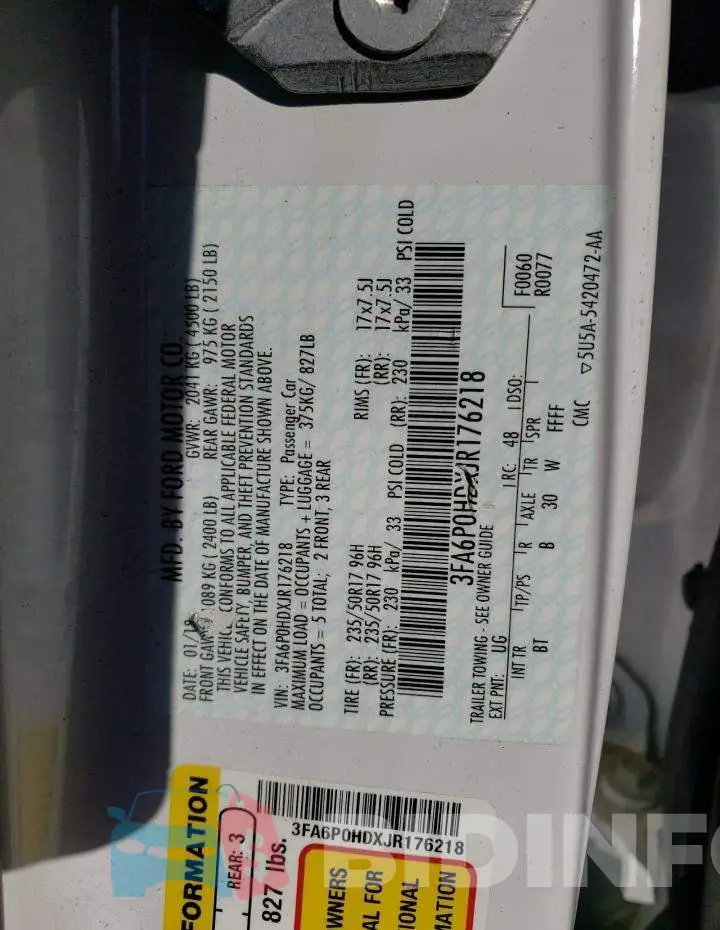 3FA6P0HDXJR176218 Photo# 12