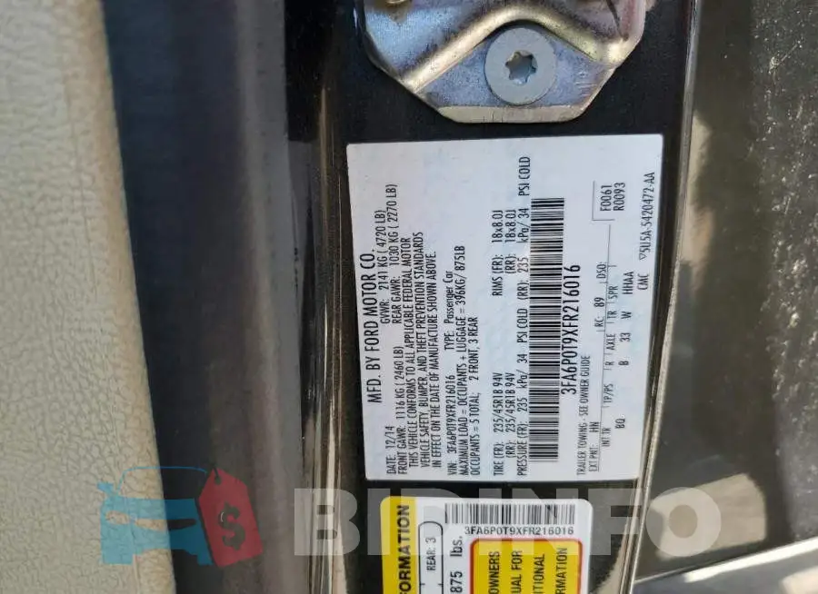3FA6P0T9XFR216016 Photo# 10