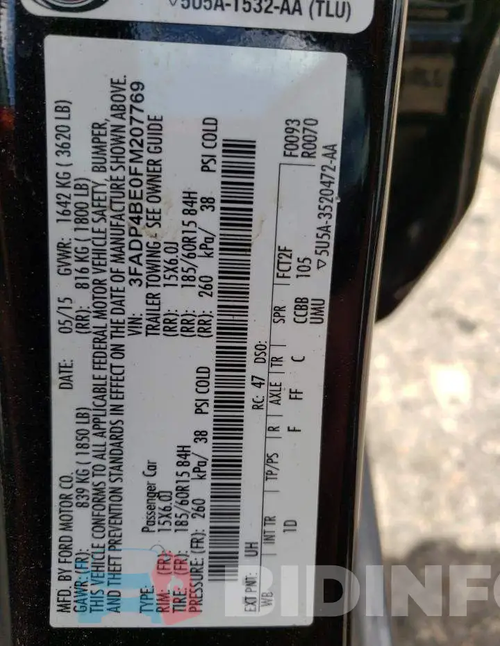 3FADP4BE0FM207769 Photo# 13
