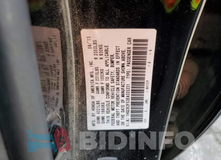 1HGCR2F53EA005231 Photo# 12