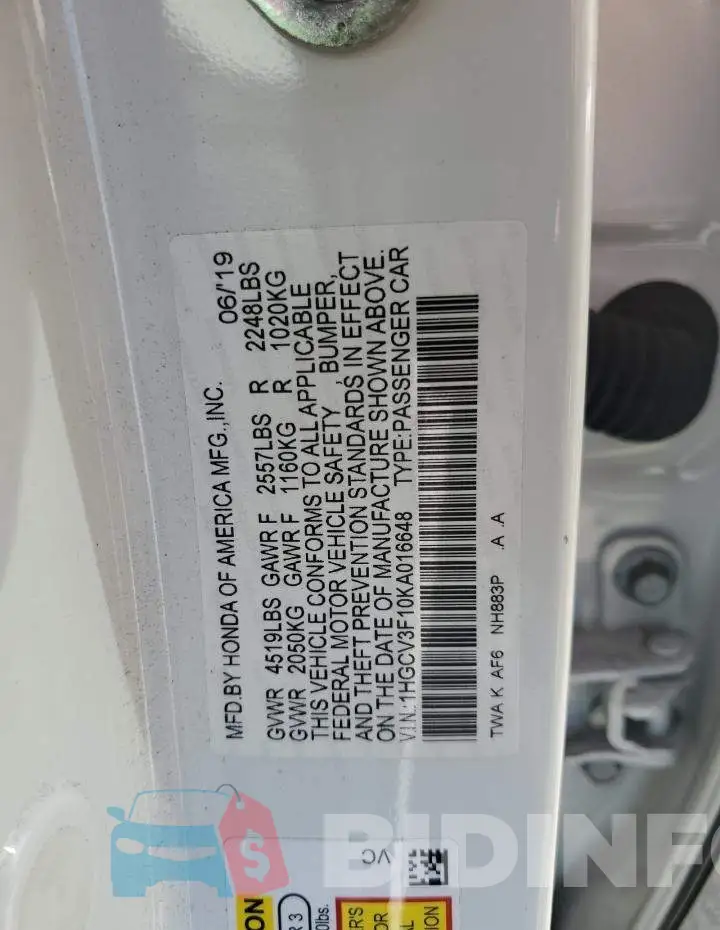 1HGCV3F10KA016648 Photo# 12