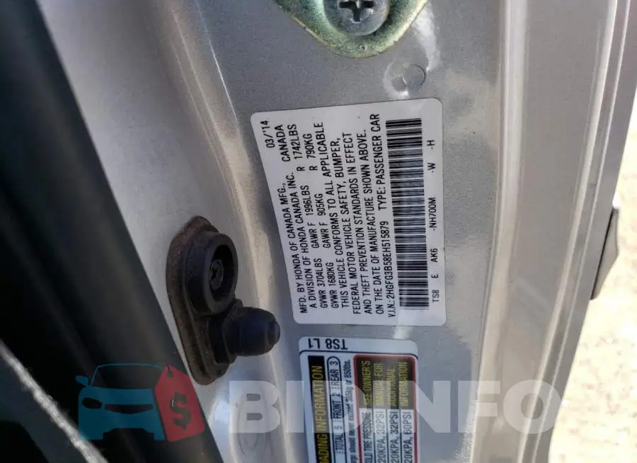 2HGFG3B58EH515879 Photo# 12
