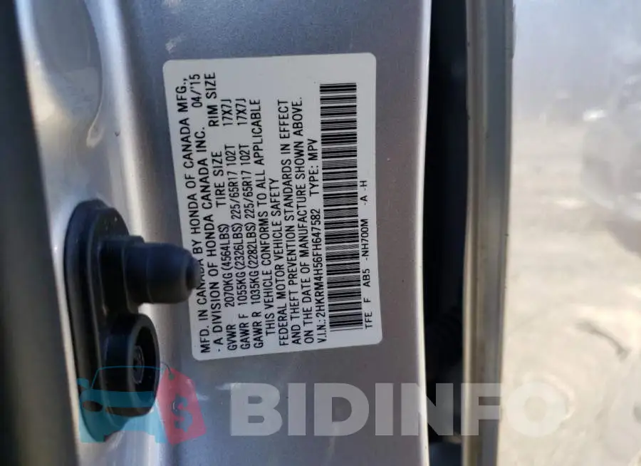 2HKRM4H56FH647582 Photo# 12