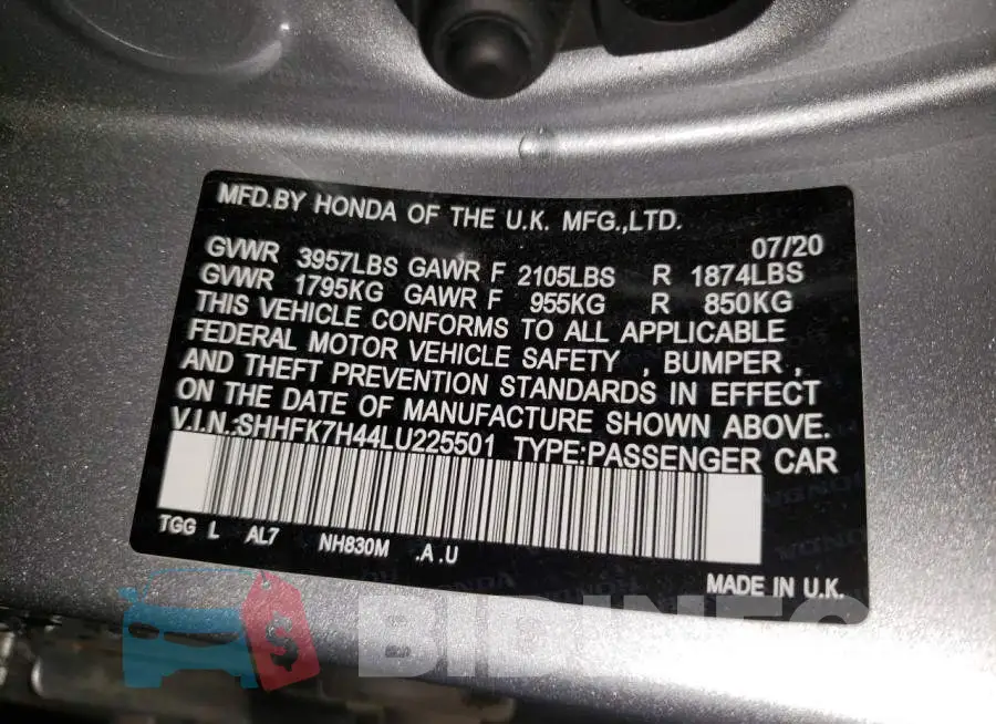 SHHFK7H44LU225501 Photo# 12