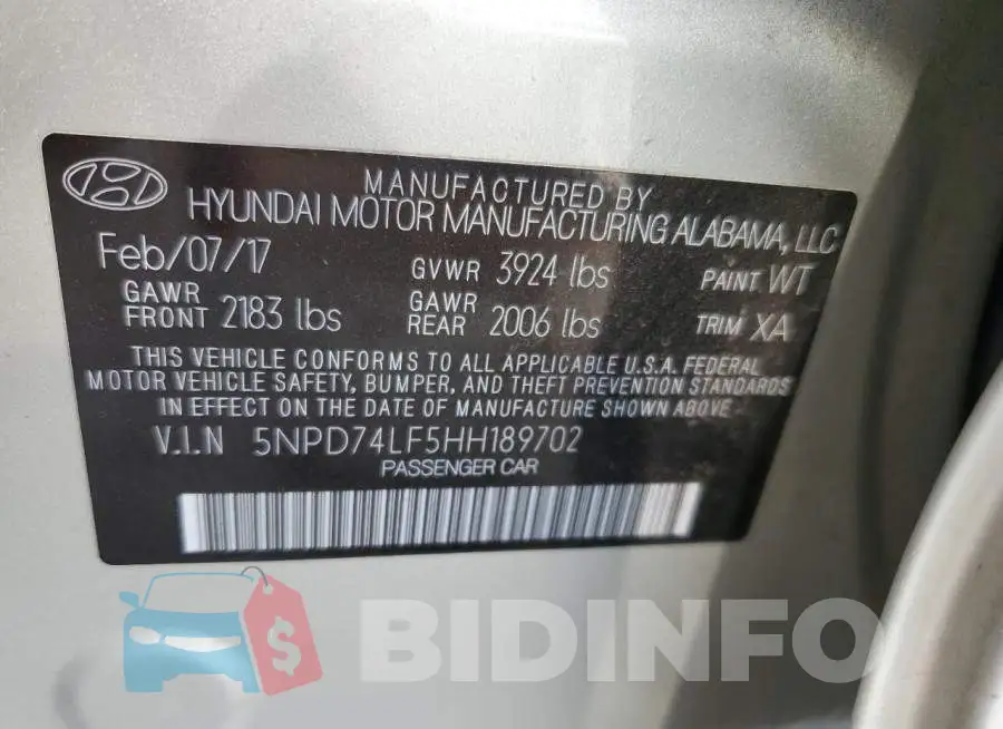 5NPD74LF5HH189702 Photo# 12