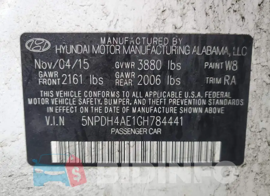 5NPDH4AE1GH784441 Photo# 12