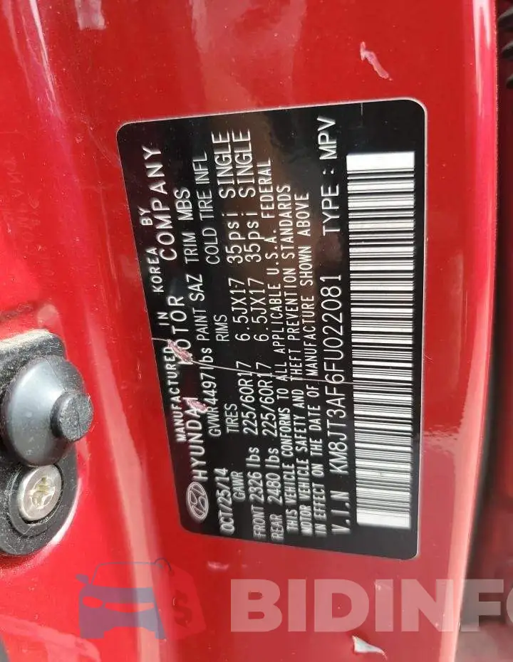 KM8JT3AF6FU022081 Photo# 13