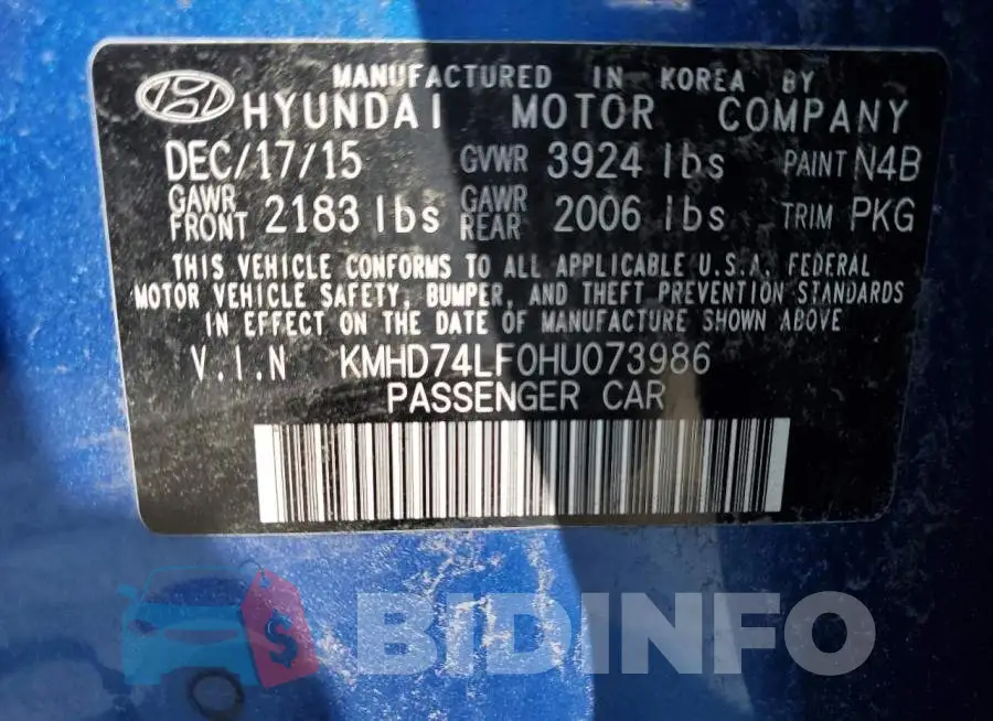 KMHD74LF0HU073986 Photo# 12