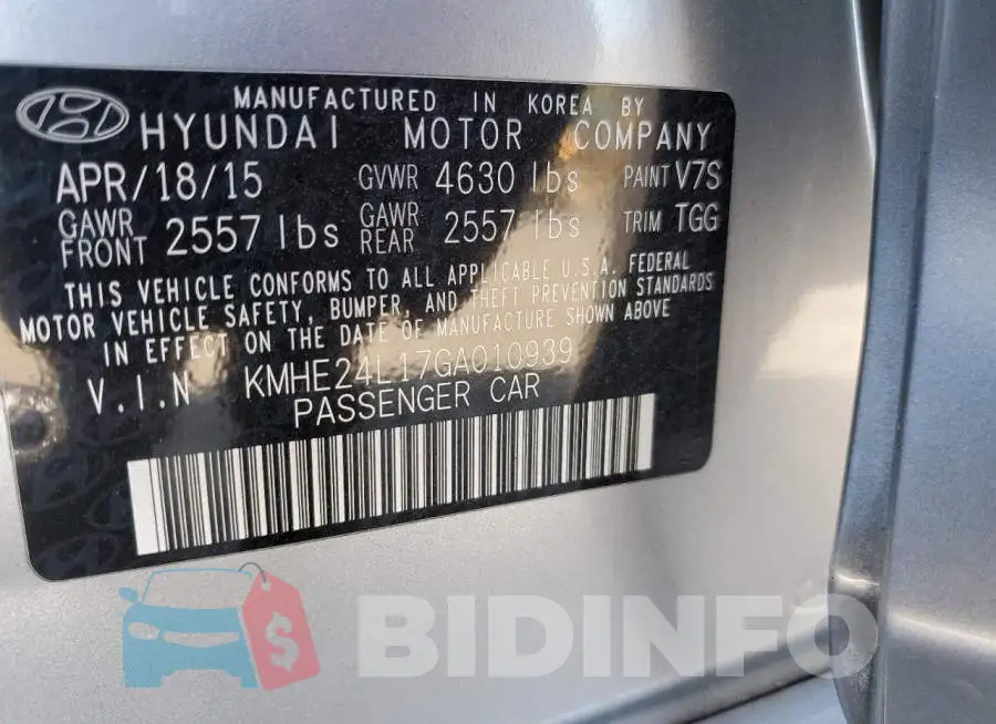 KMHE24L17GA010939 Photo# 12
