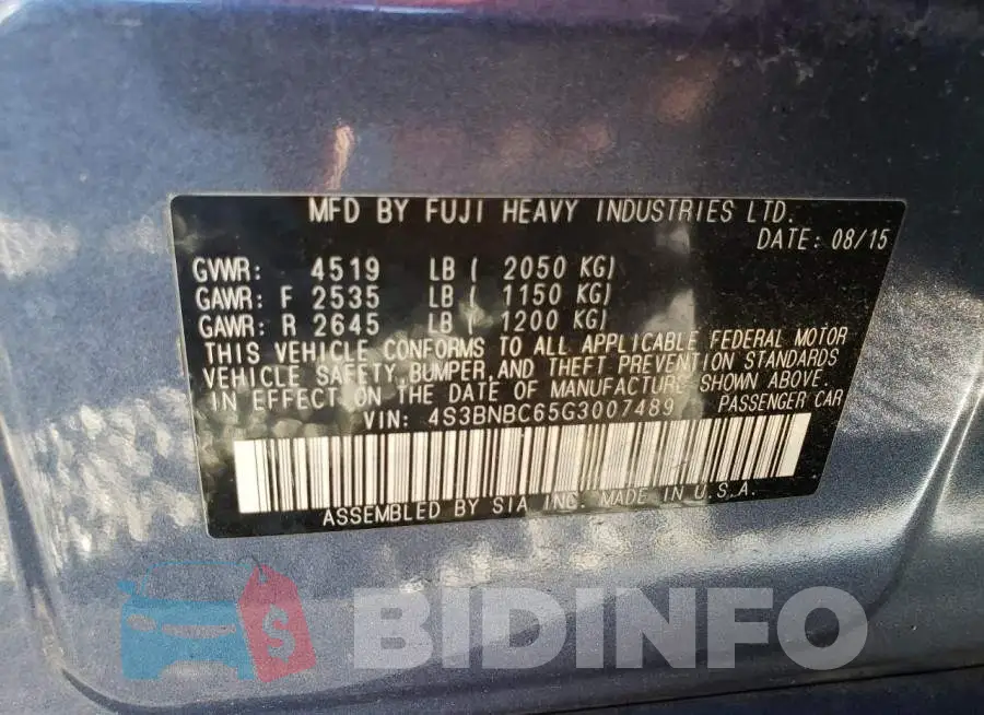 4S3BNBC65G3007489 Photo# 12