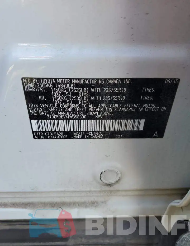 2T3DFREV4FW358330 Photo# 12