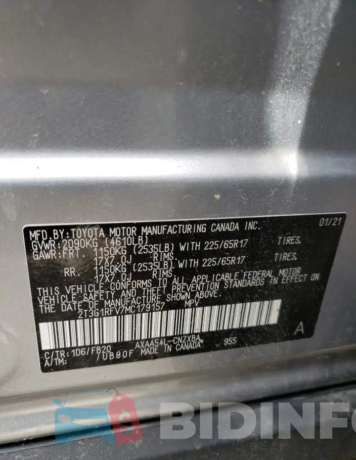 2T3G1RFV7MC179157 Photo# 12