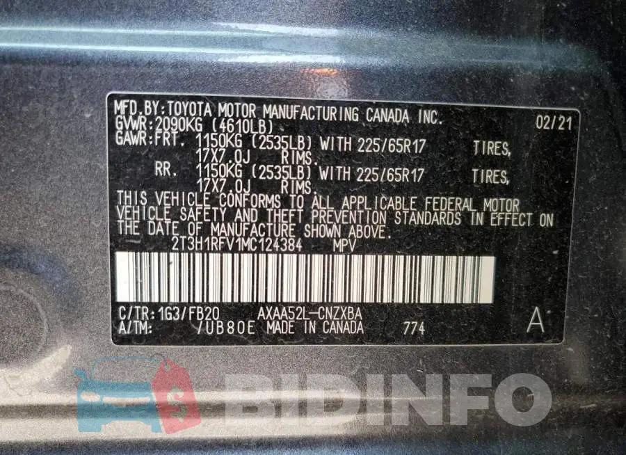 2T3H1RFV1MC124384 Photo# 12