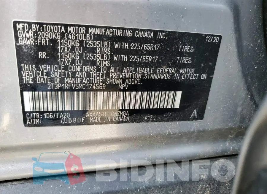 2T3P1RFV5MC174569 Photo# 13