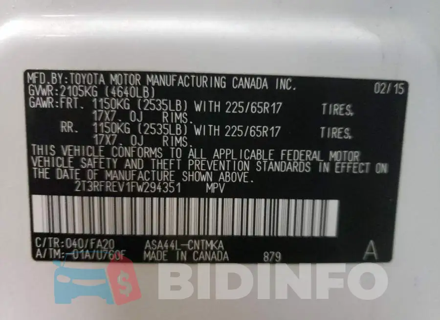 2T3RFREV1FW294351 Photo# 14