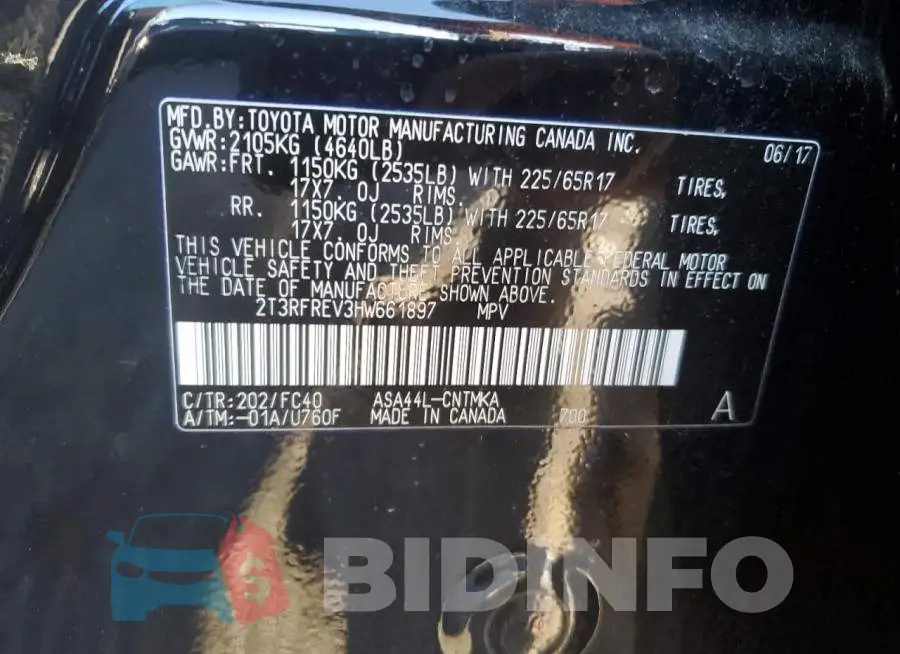 2T3RFREV3HW661897 Photo# 12