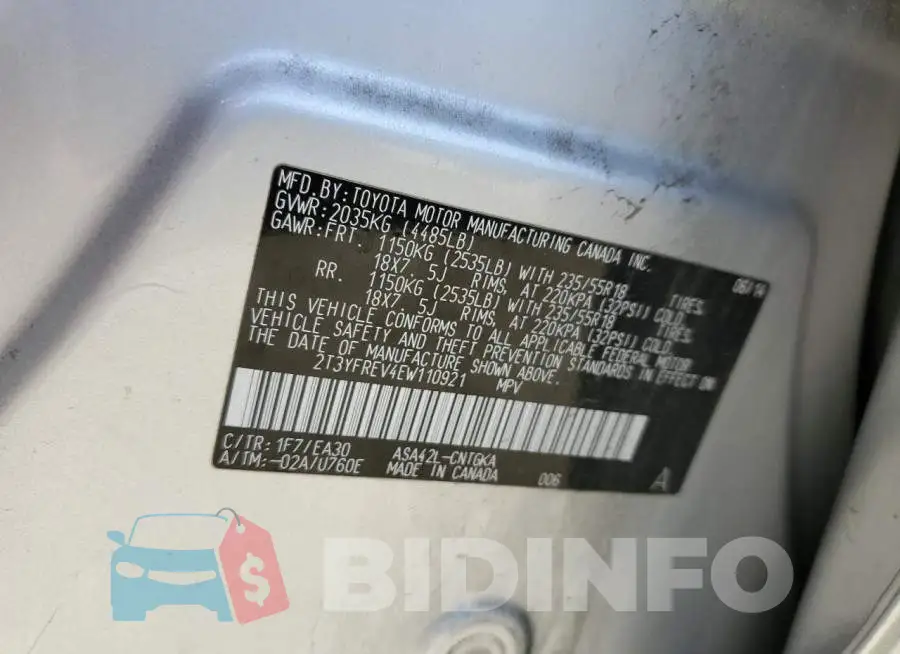 2T3YFREV4EW110921 Photo# 12