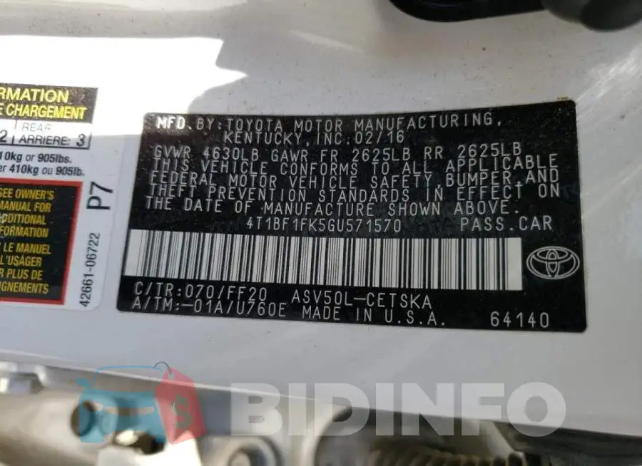 4T1BF1FK5GU571570 Photo# 12