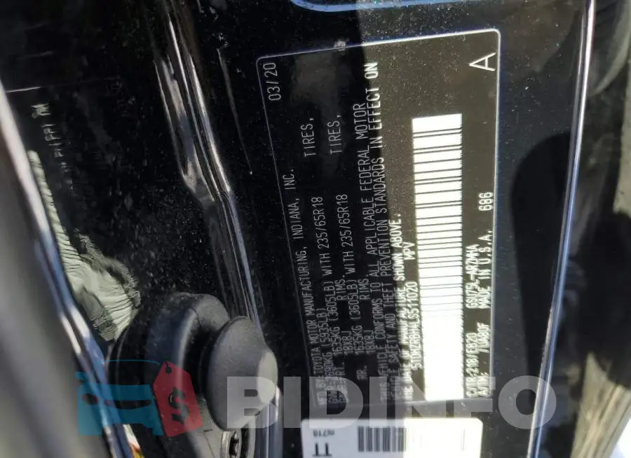 5TDHZRBH4LS511020 Photo# 12