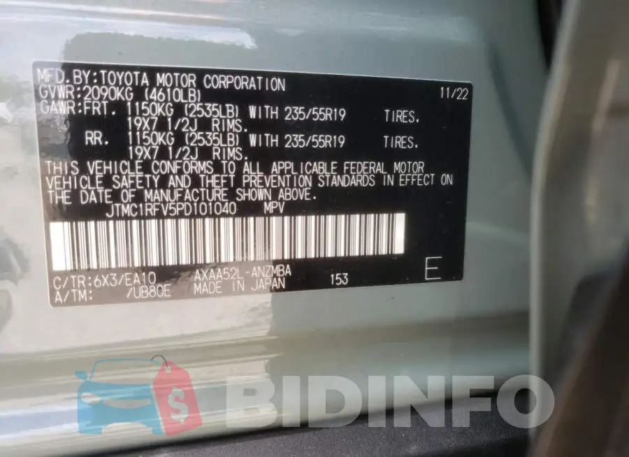 JTMC1RFV5PD101040 Photo# 12