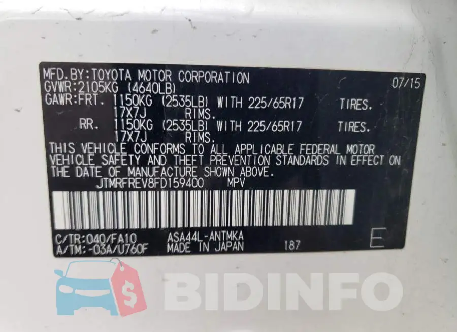 JTMRFREV8FD159400 Photo# 12