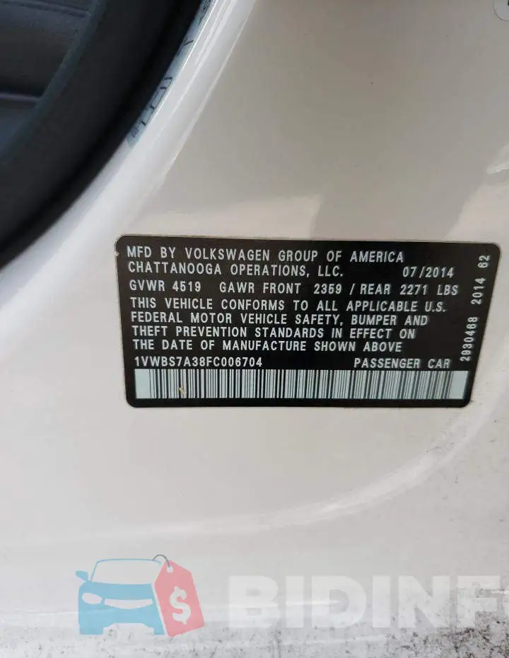 1VWBS7A38FC006704 Photo# 13